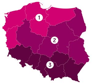 Mapa Polski - przedstawiciele regionalni