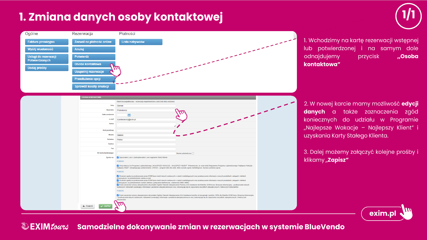 Zmiana danych osoby kontaktowej