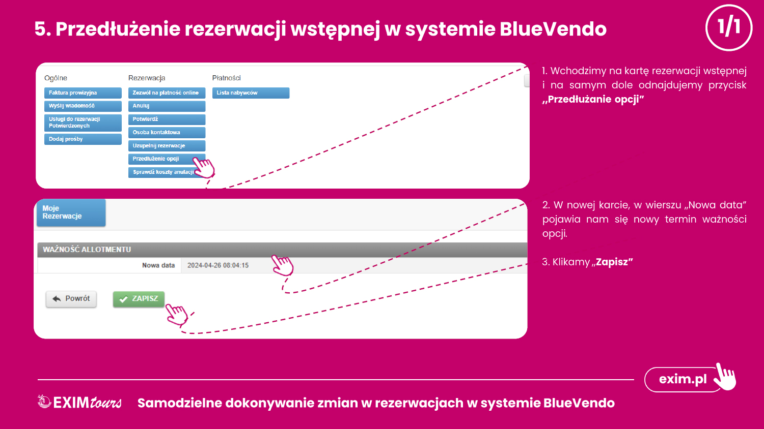 Przedłużanie rezerwacji wstępnej