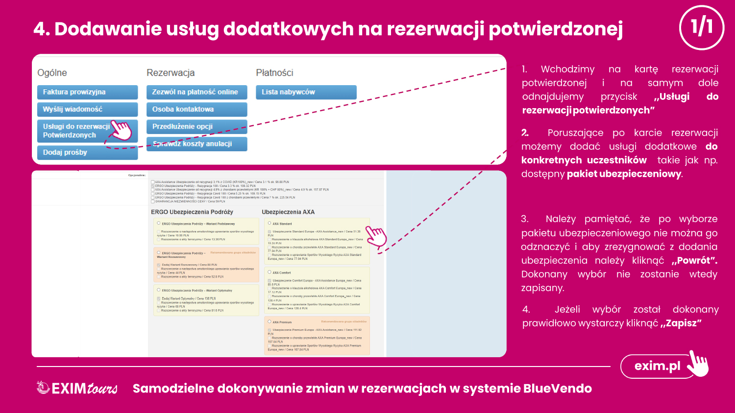 Dodawanie usług dodatkowych na rezerwacji potwierdzonej